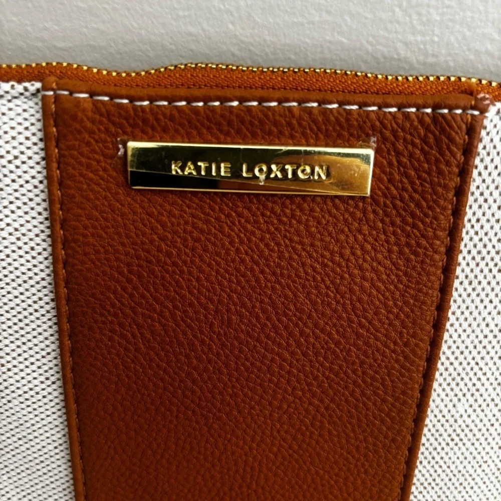 Katie Loxton Amalfi Canvas Pouch in cream and light brown